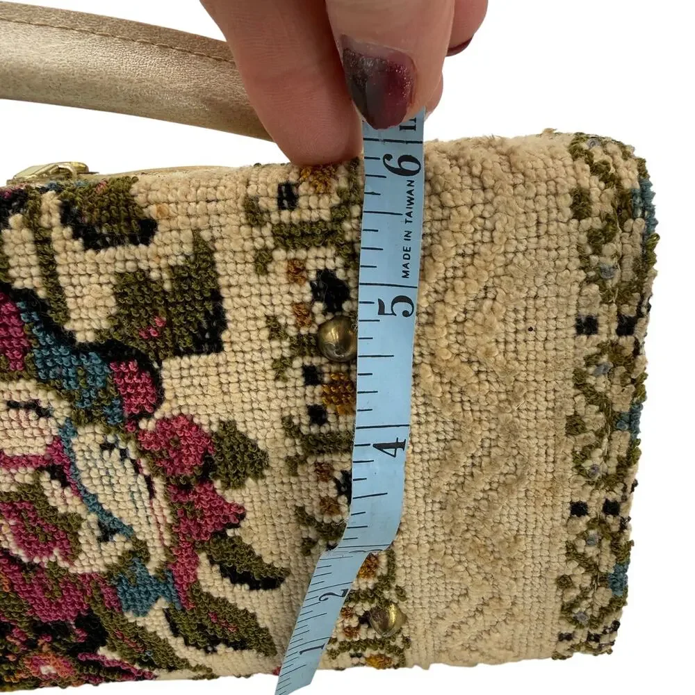 Vintage 60's Floral Needlepoint Tapestry Handbag